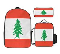 Ensemble Sac À Dos 3 Pièces Sac À Dos Ordinateur Liban Drapeau Cartable Sac De Voyage Sac De Jour Décontracté Avec Sangle Poitrine Pour Garçons Filles Enfants