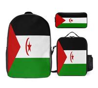 Ensemble Sac À Dos 3 Pièces Sahara Occidental Drapeau National Scolaires Pour Femmes Voyage Scolaire Décontracté Ordinateur 17 Pouces Adolescentes Léger Imperméable Garçons Hommes Université Travail
