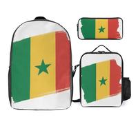 Ensemble Sac À Dos 3 Pièces Sénégal Drapeau National Sacs À Dos Pour Ordinateur Portable Travail Léger D’Affaires Imperméable Scolaire Cadeau Pour Hommes Femmes Convient Aux Ordinateurs 17 Pouce
