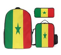 Ensemble Sac À Dos 3 Pièces Sénégal Drapeau National Sacs Pour Filles Avec Sac Déjeuner, Léger Pour École Primaire Et Collège Voyage