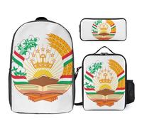 Ensemble Sac À Dos 3 Pièces Tadjikistan Emblème National Sacs Scolaires À La Mode Pour Filles Sac Ordinateur Portable Décontracté Pour Femmes Voyage