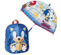 Ensemble sac à dos 3D pour enfants Blue Sonic+parapluie à bulles assorti-Produit original conçu en Espagne,fabriqué par Cerdá, sous licence officielle