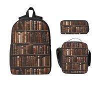 Ensemble sac à dos à bibliothèque pour filles et garçons avec sac à déjeuner, trousse à crayons vintage 3 pièces, sacs d'école isothermes, cadeaux pour femmes et hommes