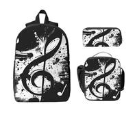 Ensemble sac à dos aquarelle note de musique pour filles et garçons avec sac à déjeuner, trousse à crayons, art vintage, 3 pièces, sacs d'école isothermes, cadeaux pour femmes et hommes