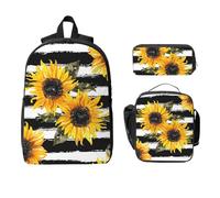 Ensemble sac à dos aquarelle tournesol pour filles et garçons avec sac à déjeuner, trousse à crayons, motif floral floral, 3 pièces, sacs d'école isothermes, cadeaux pour femmes et hommes