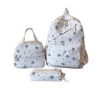 Ensemble sac à dos avec nœud - Joli cartable pour adolescents - Avec boîte à sandwich - Trousse à crayons - Sac à dos esthétique pour université - Peut être combiné avec une robe ou un jean (blanc