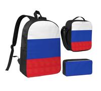 Ensemble sac à dos avec sac à déjeuner et trousse à crayons en tissu Oxford imprimé drapeau russe