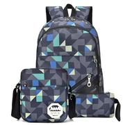 Ensemble sac à dos d'école pour garçons avec sac à déjeuner et trousse à crayons 3 en 1 Sac à dos pour enfants Sac à dos pour lit élémentaire Taille L, gris, taille unique