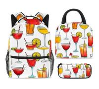Ensemble sac à dos d'école, sac à déjeuner et trousse à crayons, 3 pièces, sac à dos d'école, sac à dos de voyage décontracté pour adolescents, filles, garçons, primaire, junior, moyen, jus de