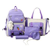 Ensemble sac à dos d'écolier - Combinaison de sac à dos d'école 5 en 1, sac à dos de voyage pour filles | Sac d'école résistant aux chocs, sacs durables, y compris sac à dos, trousse à crayons, petit