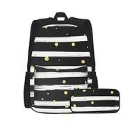 Ensemble sac à dos et trousse à crayons unisexe avec lignes horizontales et pois dorés, sac à dos multifonctionnel en deux pièces, sac d'école décontracté avec trousse à crayons pour garçons et filles