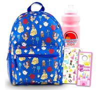 Ensemble sac à dos La Belle et la Bête pour filles - Ensemble avec sac à dos Princesse Belle de 40,6 cm, bouteille d'eau, autocollants, et plus encore | Sac La Belle et la Bête Disney