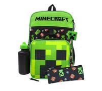 Ensemble Sac à dos - MINECRAFT - Noir/vert - Design TNT - Imprimé intégral - Lot de 5 pièces