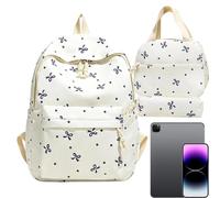 Ensemble sac à dos pour enfant avec motif nœuds, sac d'école avec, crème | Sac d'école pour voyage, excursions d'une journée, randonnée, camping, activités de plein air, université, sport, url