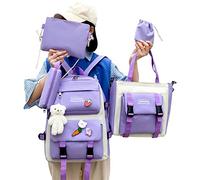 Ensemble sac à dos scolaire pour adolescentes - Lot de 5 sacs à dos d'étudiants - Joli sac à dos avec petit sac Messenger, Trousse à crayons, sac à main, porte-monnaie Ytger