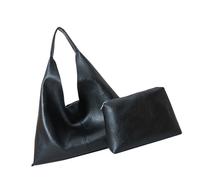 Ensemble sac à main en cuir synthétique et sac à main sous les aisselles de grande capacité pour un usage quotidien, Noir/blanc, Beauté de masse