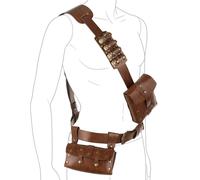 Ensemble sac banane médiéval d'alchimiste en cuir synthétique de style viking avec bandoulière réglable et ceinture ventrale, costume de Renaissance pour LARP, cosplay et Halloween