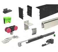 Ensemble SAF-Black pour 1 porte de de 10 à 20 kg avec amortisseur et rail de 195 cm - MANTION SAS - SAF20-195-BLACK