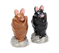 Ensemble salière et poivrière chauve-souris en céramique - Lot de 2 - Accessoires de table originaux - Décoration Halloween, cuisine ou cadeau - Design gothique et amusant - Faciles à nettoyer