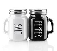 Ensemble salière et poivrière de 113,4 g Jolie salière et poivrière Décoration de cuisine moderne pour la maison, les restaurants, les mariages Ensemble shaker vintage en verre noir et blanc
