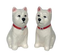 Ensemble salière et poivrière en céramique en forme de chien - Vaisselle insolite ou décoration d'intérieur - Cadeau idéal pour les amoureux des chiens (West Highland Terrier)