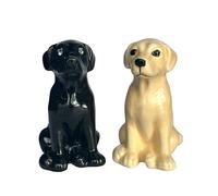 Ensemble salière et poivrière en céramique en forme de chien - Vaisselle insolite ou décoration d'intérieur - Cadeau idéal pour les amoureux des chiens (labradors (noir et doré)