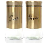 Ensemble salière et poivrière en verre de 150 ml avec couvercles en acier inoxydable rechargeable Doré