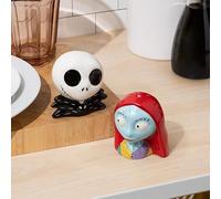Ensemble salière et poivrière Jack Skellington et Sally sous licence officielle Disney pour cuisine et décoration d'intérieur, cadeau de pendaison de crémaillère, Halloween et décoration de Noël