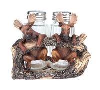 Ensemble salière et poivrière sur le thème de l'élan - Accessoire de cuisine rustique - Cadeau souvenir unique pour les amateurs de la nature - 11,4 x 8,4 x 8,9 cm