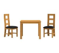 Ensemble Salle à Manger 3 Pièces Noir en Chêne Massif avec Chaises | Chêne massif durable, coussins mousse confortables, pieds carrés stables, style contemporain, entretien facile, charge 110