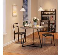 Ensemble Salle à Manger 3 Pièces Table Ronde 80cm 2 Chaises Rembourrées Mobilier Compact Moderne Petit Espace Appartement Studio Cuisine Gain De Place Métal MDF Effet Marbre Confortable