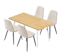 Ensemble Salle à Manger - Doré Chêne & Blanc Crème - 4 Chaises - Montage Rapide - Pieds Réglables