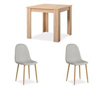 Set Tavolo Da Pranzo Con 2 Sedie Imbottite Grigio