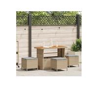 Vidaxl Ensemble Salle À Manger Jardin 4 Pièces Avec Coussins Beige Poly Rotin Acacia Beige