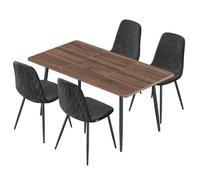 Ensemble Salle à Manger - Noyer Naturel - Gris Ardoise - Montage Rapide - Pieds Réglables - Nettoyage Facile