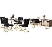 Ensemble salle à manger table chaises sideboard or table set 6pcs luxe