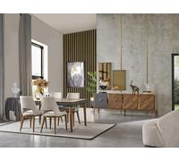 Ensemble Salle à manger Table de luxe Chaises Coin repas 6pcs Marron JVmoebel