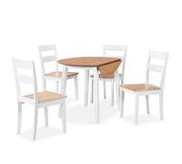 Ensemble Salle à Manger - vidaXL - 5 pcs - MDF & Hévéa - Blanc