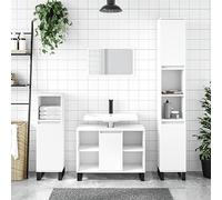 Ensemble Salle de Bain 3 Pièces avec Grand Rangement, Meuble sous Vasque + Armoires, Moderne Meubles Salle de Bains Ensemble Salle de Bain Armoires Salle de Bains, Bois Blanc, 80x33x60cm
