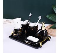 Ensemble Salle de Bain 6 Pièces Céramique Noir Vendos85