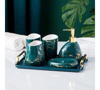 Ensemble Salle de Bain 6 Pièces Céramique Rayures Vertes Vendos85