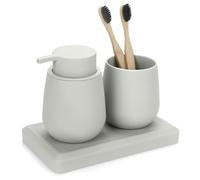 Ensemble Salle de Bain Accessoire Beige Organisateur Salle de Bain 3 Pièces