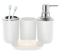 Ensemble Salle de Bain Accessoire Ensemble d'accessoires de Salle Bain 4 pièces, Distributeur Savon en Plastique et Porte-Brosse à Dents, Porte-Savon gobelet for Bouche, Style bohème(Color2)