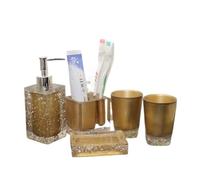 Ensemble Salle de Bain Accessoire Ensemble d'accessoires de Salle Bain 5 pièces en résine Transparente, Articles Toilette for Mariage, gobelet, décoration Noël for la Maison(White)