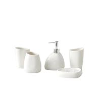 Ensemble Salle de Bain Accessoire Ensemble d'accessoires de Salle Bain dorés 4 pièces avec Distributeur Savon, gobelet for Bouche, Porte-Brosse à Dents et Cadeau(White 5Pcs)