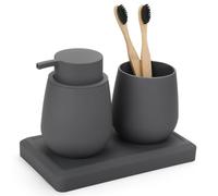 Ensemble Salle de Bain Accessoire Gris, Organisateur Salle de Bain 3 Pièces