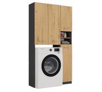 Ensemble salle de bain - CDF - KARLI - 96x30x183 cm - 4 portes - Finition bois