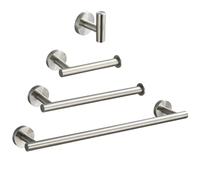 Ensemble Salle De Bain Compatible : Barre, Porte-Serviettes, Porte-Rouleau, Anneau Et Patère. Acier Inoxydable Finis Chrome Et Noir.(Nickel Full Set)