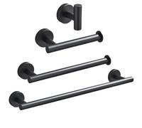 Ensemble Salle De Bain Compatible : Barre, Porte-Serviettes, Porte-Rouleau, Anneau Et Patère. Acier Inoxydable Finis Chrome Et Noir.(Black Full Set)