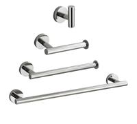 Ensemble Salle De Bain Compatible : Barre, Porte-Serviettes, Porte-Rouleau, Anneau Et Patère. Acier Inoxydable Finis Chrome Et Noir.(Chrome Full Set)
